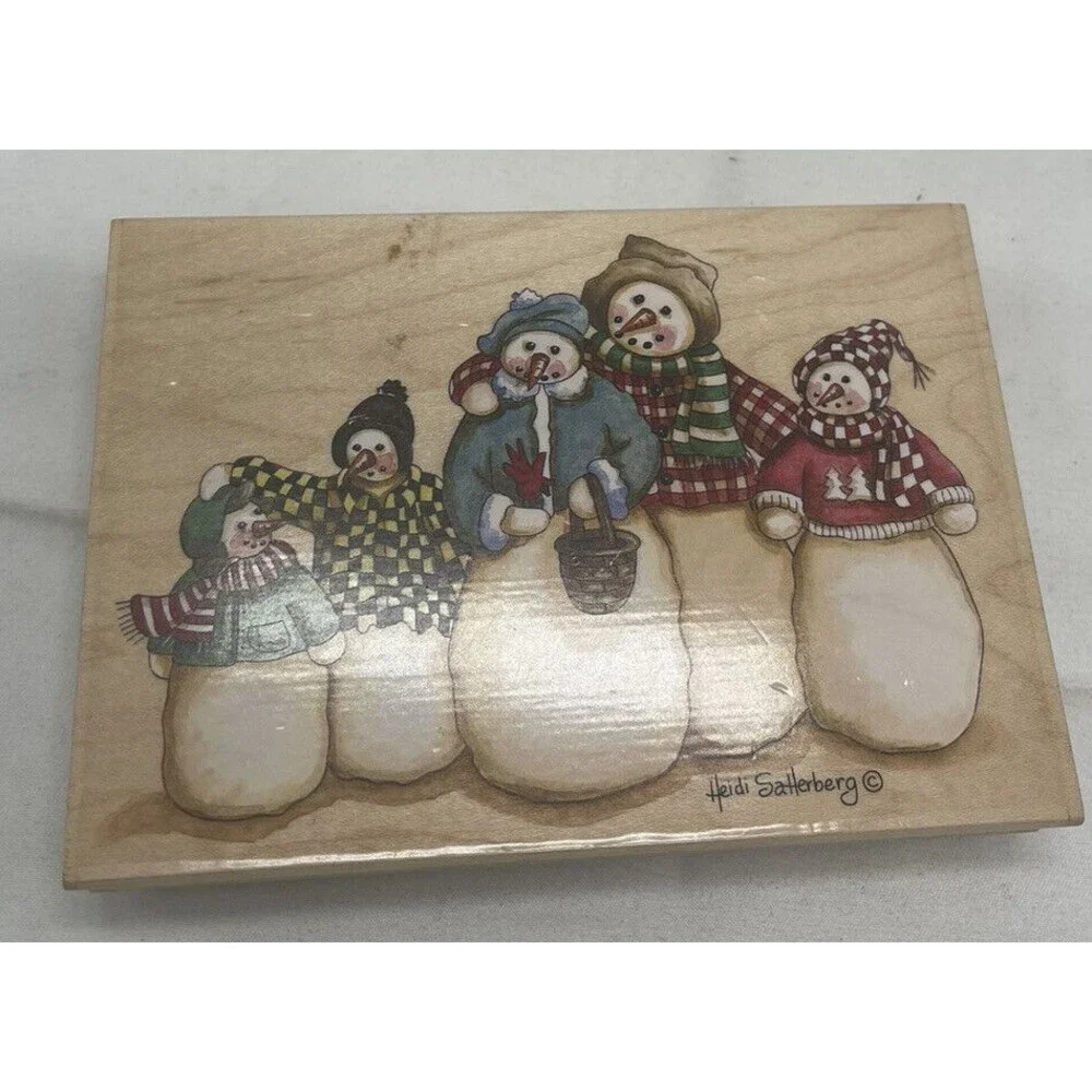Heidi Satterberg Snowman Family Rubber Stamp 80244 3.5” X 5” Winter Christmas